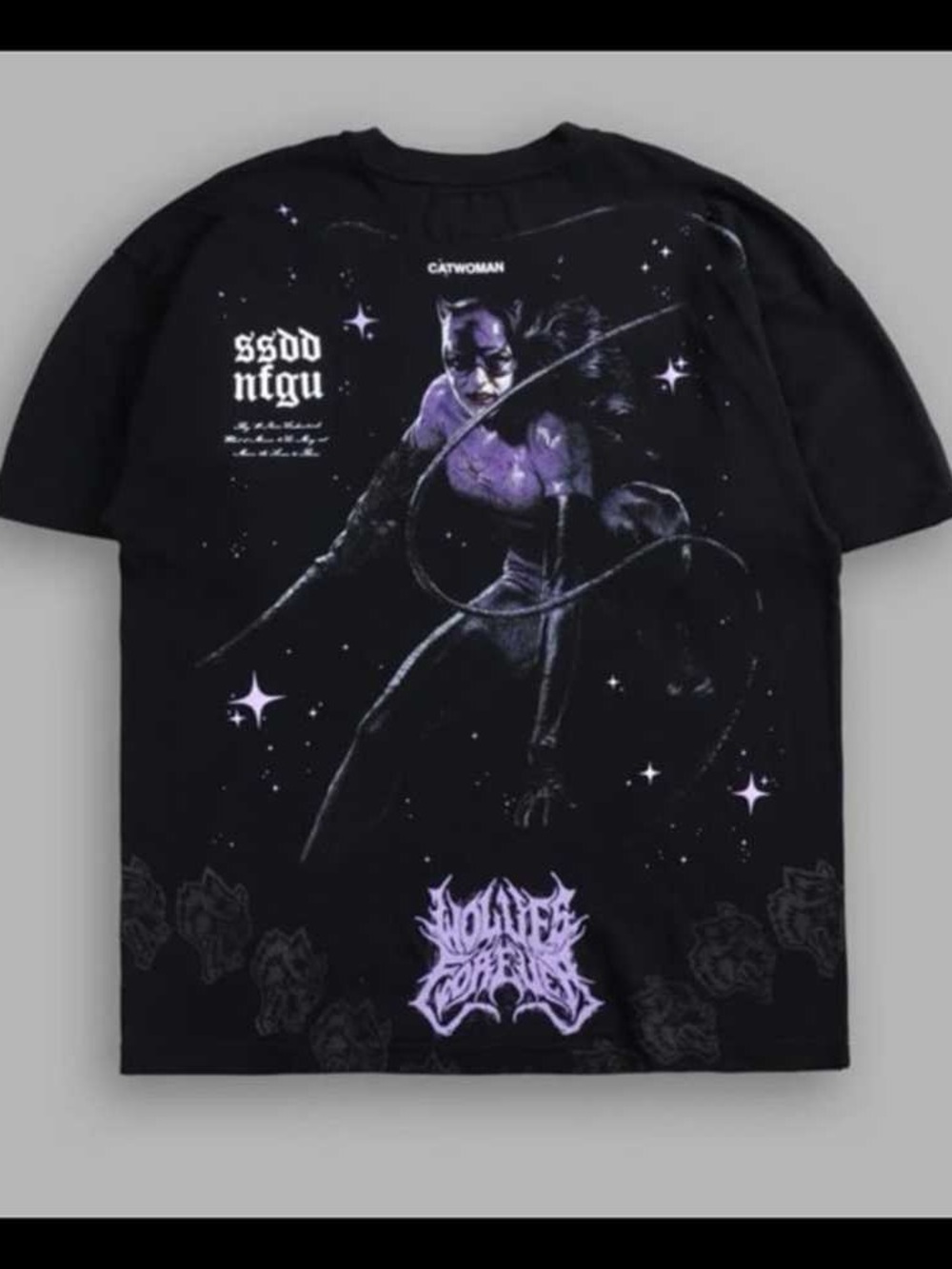 Limited edition Darc Sport Black Short Sleeve Tee with Purple Catwoman Graphic